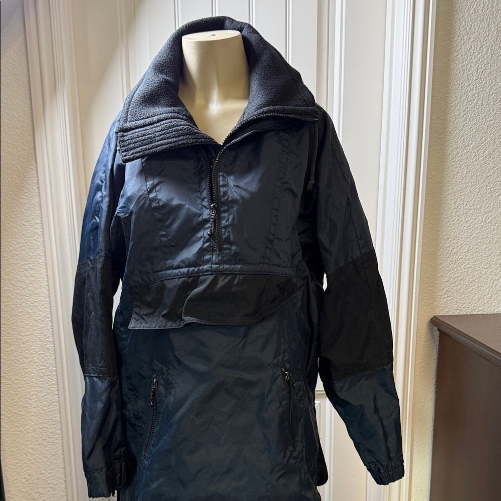RNZ California Navy Blue Anorak Jacket Half Zip Pullover Fleece Collar Large